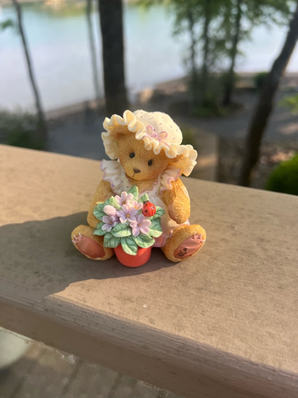Cherished Teddies Yellow Bear with Floral Pot